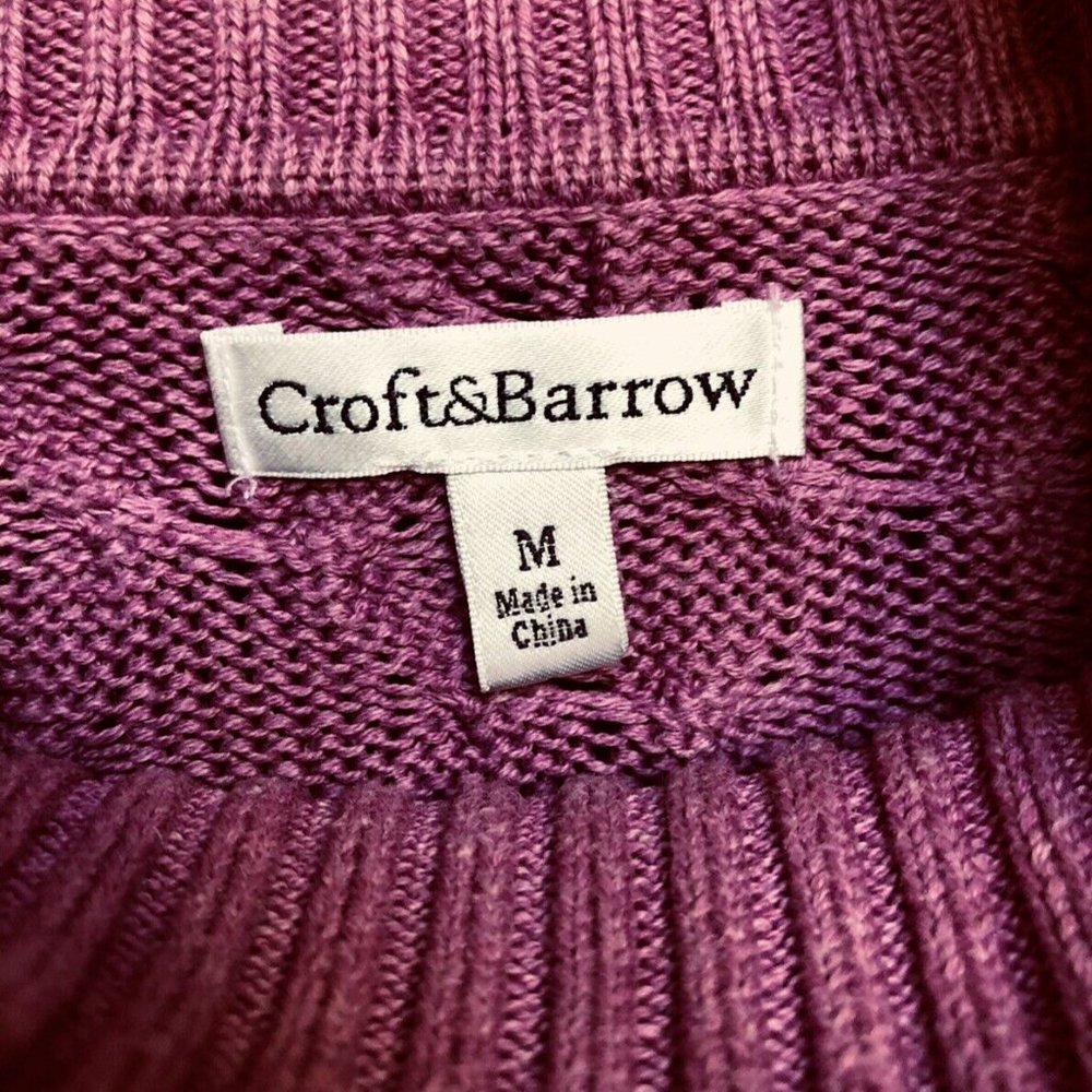 Croft & Barrow Women's Cable Knit Ribbed Turtleneck Sweater Medium Purple Cotton - Picture 5 of 15